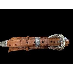 Tony Lama Ostrich Print Belt Size 40 1827L Made In USA